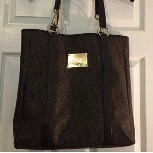 Calvin Klein Monogram Signature Tote Handbag